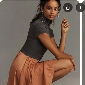 Thea Twofer Short-Sleeve Sweater Dress